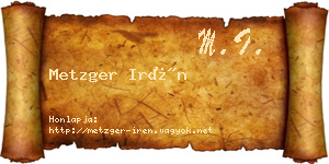 Metzger Irén névjegykártya